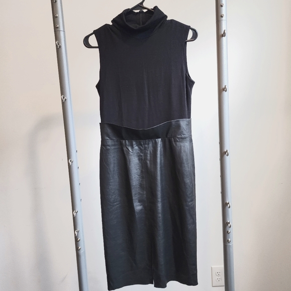 Saks Fifth Avenue Dresses & Skirts - Saks Fifth Avenue mock neck faux leather dress, Size 2